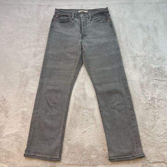 Levis Wedgie Straight Jeans Womens Size 29x28 Faded Gray Stretch Button Fly - Picture 1 of 9